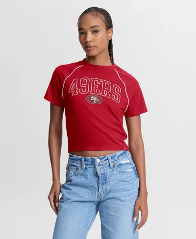 Fanatics Women's Scarlet San Francisco 49ers Offensive Scheme Raglan Tri-blend Cropped Top In Red