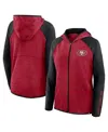 Fanatics Women's Scarlet/black San Francisco 49ers Redzone End Around Pass Raglan Full-zip Hoodie In Red