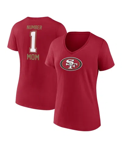 Fanatics Women's Scarlet San Francisco 49ers Plus Size Mother's Day 1 Mom V-neck T-shirt In Red