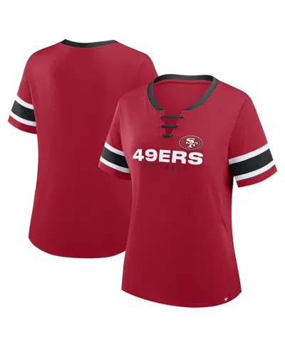 Fanatics Women's Scarlet San Francisco 49ers Redzone Draw Play Athena Lace-up T-shirt