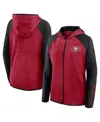 Fanatics Women's Scarlet/black San Francisco 49ers Redzone End Around Pass Raglan Full-zip Hoodie In Black