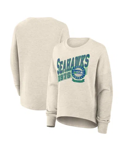 Fanatics Women's Seattle Seahawks Oversized Heritage Long-sleeve Sweatshirt In Animal Print