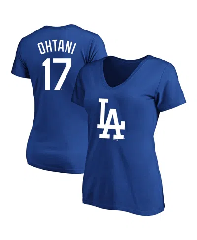 Fanatics Women's Shohei Ohtani Royal Los Angeles Dodgers Plus Size Name Number V-neck T-shirt In Blue