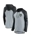 Fanatics Women's Silver/black Las Vegas Raiders Script Full-zip Hoodie In Gray