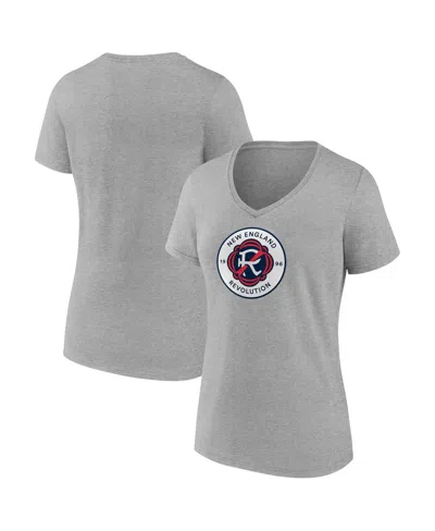 Fanatics Women's Steel New England Revolution Logo V-neck T-shirt In Gray
