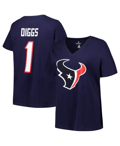 Fanatics Women's Stefon Diggs Navy Houston Texans Plus Size Player Name Number V-neck T-shirt