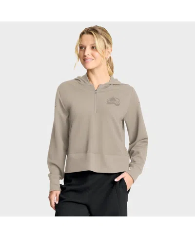 Fanatics Women's Tan Colorado Avalanche Authentic Pro Road Tri-blend Quarter-zip Hoodie In Neutral