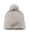 Fanatics Women's Tan Detroit Red Wings Authentic Pro Road Cuffed Knit Hat With Pom In Tan