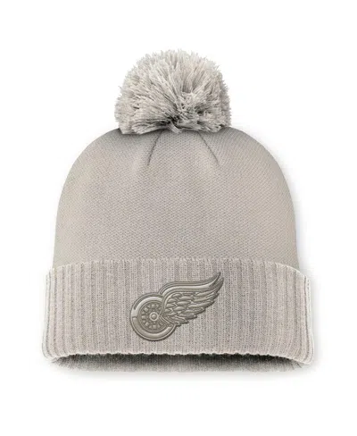 Fanatics Women's Tan Detroit Red Wings Authentic Pro Road Cuffed Knit Hat With Pom