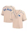Fanatics Women's Tan Kentucky Wildcats Oversized Dominant Force Cropped V-neck T-shirt In Brown