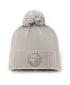 Fanatics Women's Tan New York Islanders Authentic Pro Road Cuffed Knit Hat With Pom In Brown