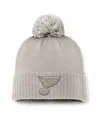 Fanatics Women's Tan St. Louis Blues Authentic Pro Road Cuffed With Pom Knit Hat In Gray