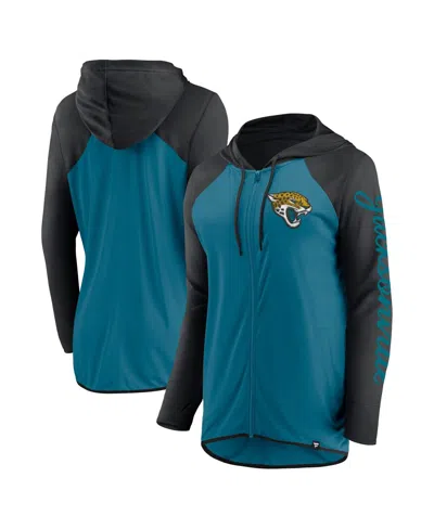 Fanatics Women's Teal/black Jacksonville Jaguars Script Full-zip Hoodie In Multi