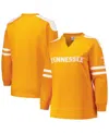 Fanatics Women's Tennessee Orange Tennessee Volunteers Plus Size Contrast Sleeve Fleece Pullover Sweatshirt In Tennessee Orange