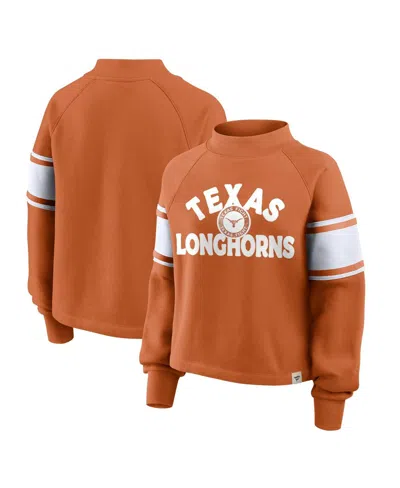 Fanatics Women's Texas Orange Texas Longhorns Oversized Hometown Premium Punt Coverage Raglan Pullover Sweats In Brown