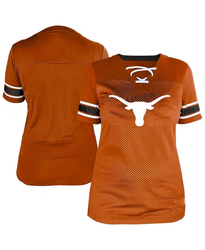 Fanatics Women's Texas Orange Texas Longhorns Plus Size Mesh Overlay Lace-up Jersey T-shirt