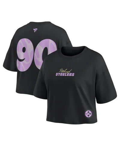 Fanatics Women's T.j. Watt Black Pittsburgh Steelers Fashion Cropped T-shirt