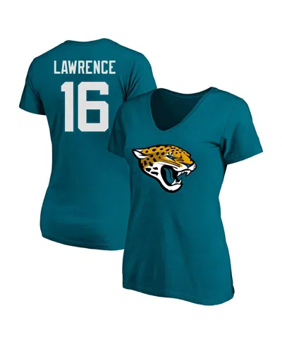 Fanatics Women's Trevor Lawrence Teal Jacksonville Jaguars Plus Size Player Name Number V-neck T-shirt