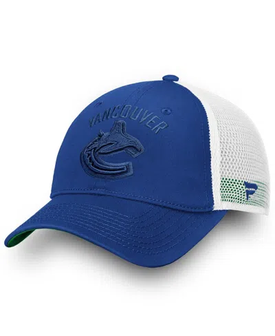 Fanatics Women's Vancouver Canucks Blue/white Iconic Lockup Adjustable Trucker Hat In Multi