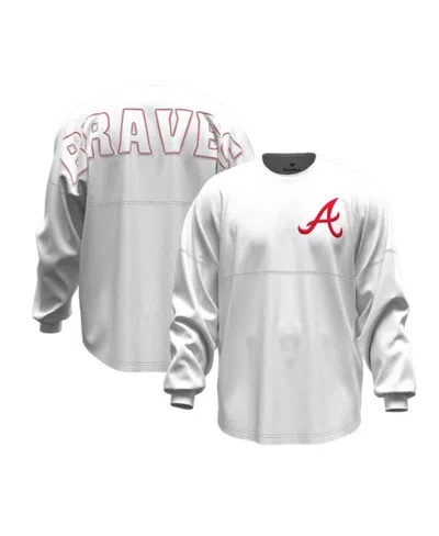 Fanatics Women's White Atlanta Braves Baseball Stitch Spirit Jersey Long Sleeve T-shirt