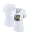 Fanatics Women's White Boston Celtics 2024 Nba Finals Champions Pull Up Jumper Caricature V-neck T-shirt In White