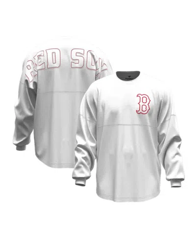 Fanatics Women's White Boston Red Sox Baseball Stitch Spirit Jersey Long Sleeve T-shirt