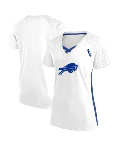 Fanatics Women's White Buffalo Bills Plus Size Glitter Lace-up V- Neck T-shirt