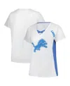 Fanatics Women's White Detroit Lions Plus Size Glitter Lace-up V- Neck T-shirt
