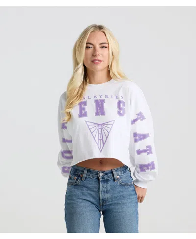 Fanatics Women's White Golden State Valkyries Spirit Jersey Cropped Crew Neck Sweatshirt