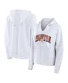 Fanatics Women's White Houston Astros Striped Fundamentals Notch Neck Pullover Hoodie In White,gray