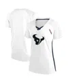 Fanatics Women's White Houston Texans Plus Size Glitter Lace-up V- Neck T-shirt In White