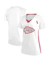 Fanatics Women's White Kansas City Chiefs Plus Size Glitter Lace-up V- Neck T-shirt In White