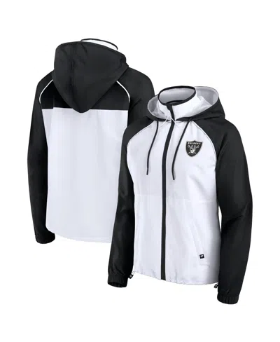 Fanatics Women's White Las Vegas Raiders Full-zip Anorak Hoodie Jacket In White,black