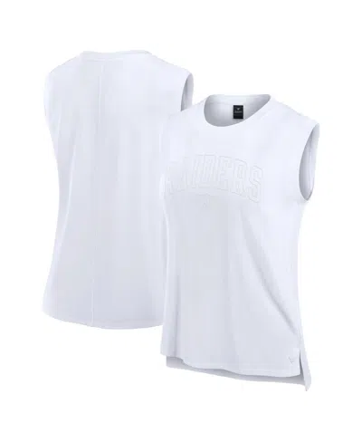 Fanatics Women's White Las Vegas Raiders Studio Gym Tank Top In Gray