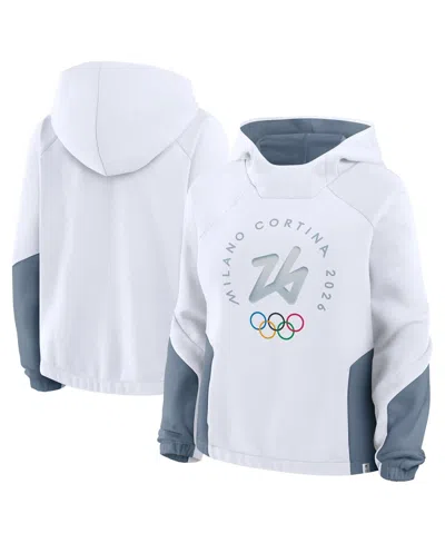Fanatics Women's White Milano Cortina 2026 Winter Olympics Circularâ Pullover Hoodie In Multi