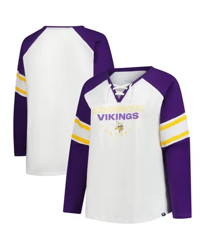 Fanatics Women's White Minnesota Vikings Plus Size Redzone Lace Up Long Sleeve T-shirt In Multi