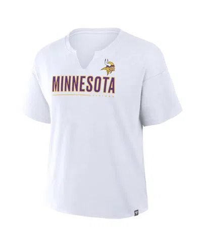 Fanatics Women's White Minnesota Vikings Redzone Slub Boxy T-shirt In Multi