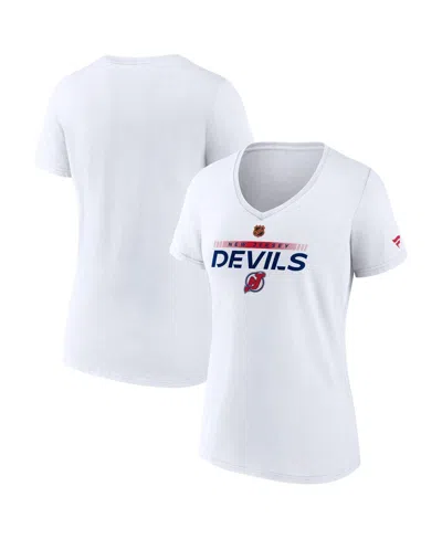 Fanatics Women's White New Jersey Devils Special Edition V-neck T-shirt