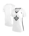 Fanatics Women's White New Orleans Saints Plus Size Glitter Lace-up V- Neck T-shirt In White