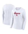 Fanatics Women's White Oklahoma Sooners Double Team Script Long Sleeve T-shirt In White