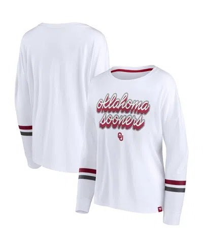 Fanatics Women's White Oklahoma Sooners Retro Power Striped Long Sleeve T-shirt