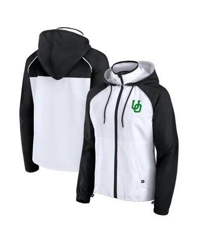 Fanatics Women's White Oregon Ducks Full-zip Anorak Hoodie Jacket In Black