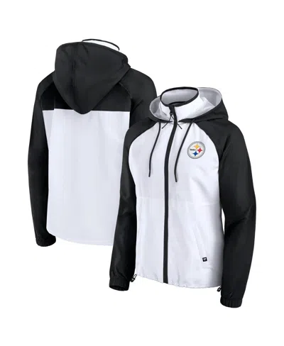 Fanatics Women's White Pittsburgh Steelers Full-zip Anorak Hoodie Jacket In White,black