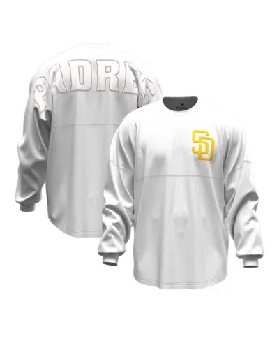Fanatics Women's White San Diego Padres Baseball Stitch Spirit Jersey Long Sleeve T-shirt In Gray