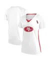 Fanatics Women's White San Francisco 49ers Plus Size Glitter Lace-up V- Neck T-shirt In White