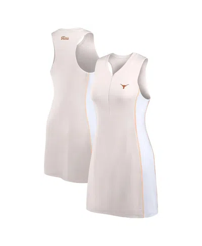 Fanatics Women's Cream Kansas City Chiefs Studio Boost Athletic Half-zip Dress In White,pink