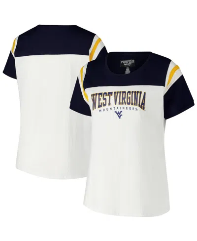 Fanatics Women's White West Virginia Mountaineers Plus Size Winning Gear T-shirt In Blue