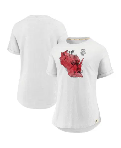 Fanatics Women's White Wisconsin Badgers True Classics Home State T-shirt In Multi