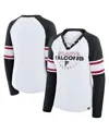 Fanatics Women's White/black Atlanta Falcons Redzone Blitz Package Raglan Lace-up V-neck Long Sleeve T-shirt In Multi