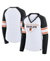 Fanatics Women's White/black Cincinnati Bengals Redzone Blitz Package Raglan Lace-up V-neck Long Sleeve T-shi In Multi